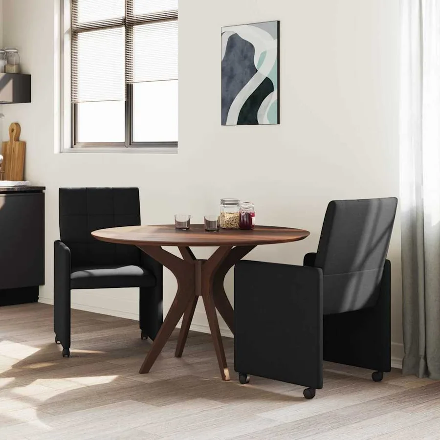 Chaises de Salle à Manger avec Roues 2 pcs Noir 58 x 65 x 94 cm - 3