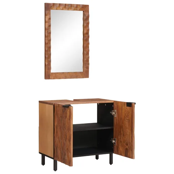 Ensembles de salle de bain 2 pcs Acacia Marron Winish