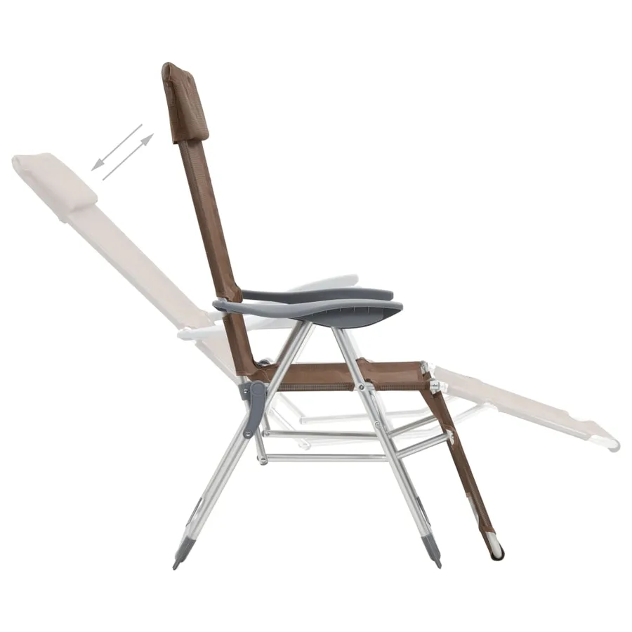 Chaises de camping pliantes et repose-pied lot de 2 marron - 7