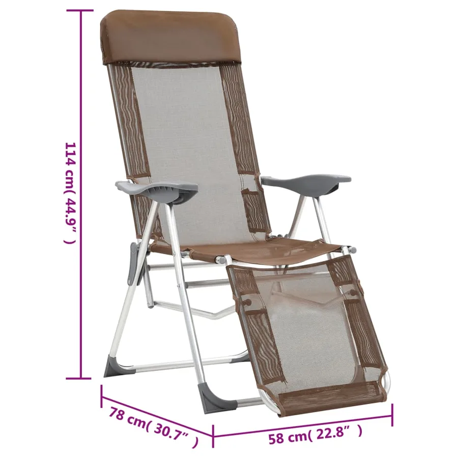Chaises de camping pliantes et repose-pied lot de 2 marron - 9