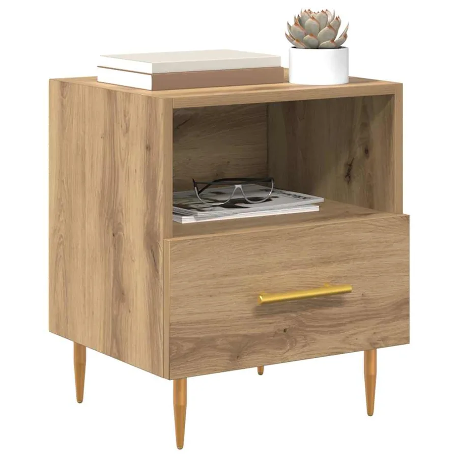 Table de chevet 2 pc Marron 40 x 35 x 47,5 cm Bois d'ingénierie - 3