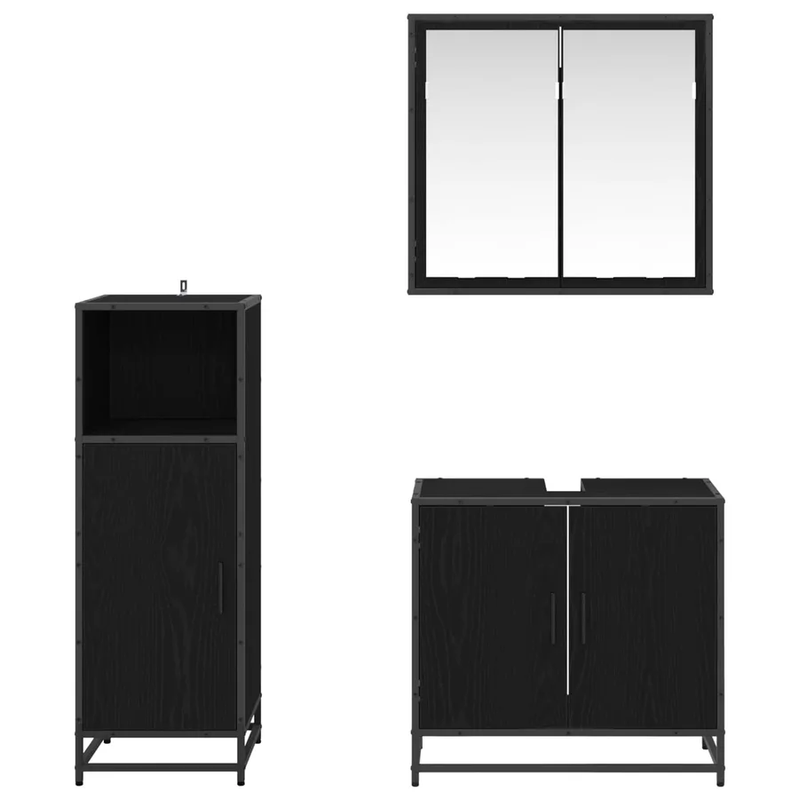 Ensemble de mobilier de salle de bain 3 pcs Chêne noir - 4