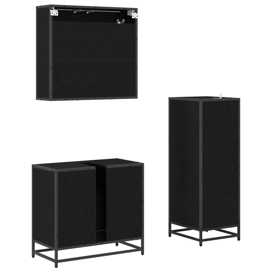 Ensemble de mobilier de salle de bain 3 pcs Chêne noir - 5