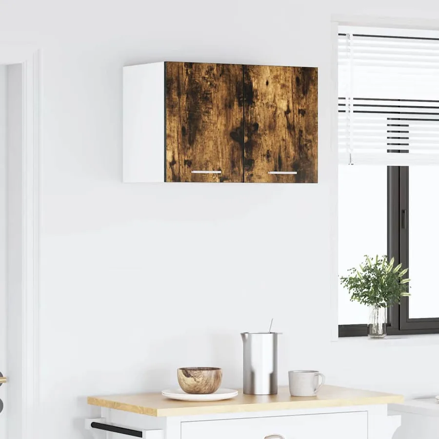 Armoire suspendue Chêne fumé et Blanc 30 x 31 x 40 cm - 4