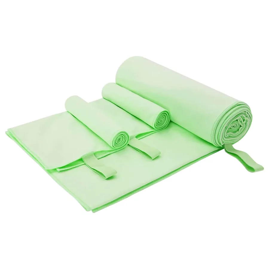 Set de serviettes de sport 3 pcs Vert Polyester et Polyamide
