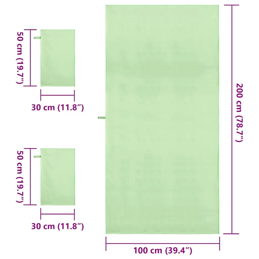 Set de serviettes de sport 3 pcs Vert Polyester et Polyamide - 8