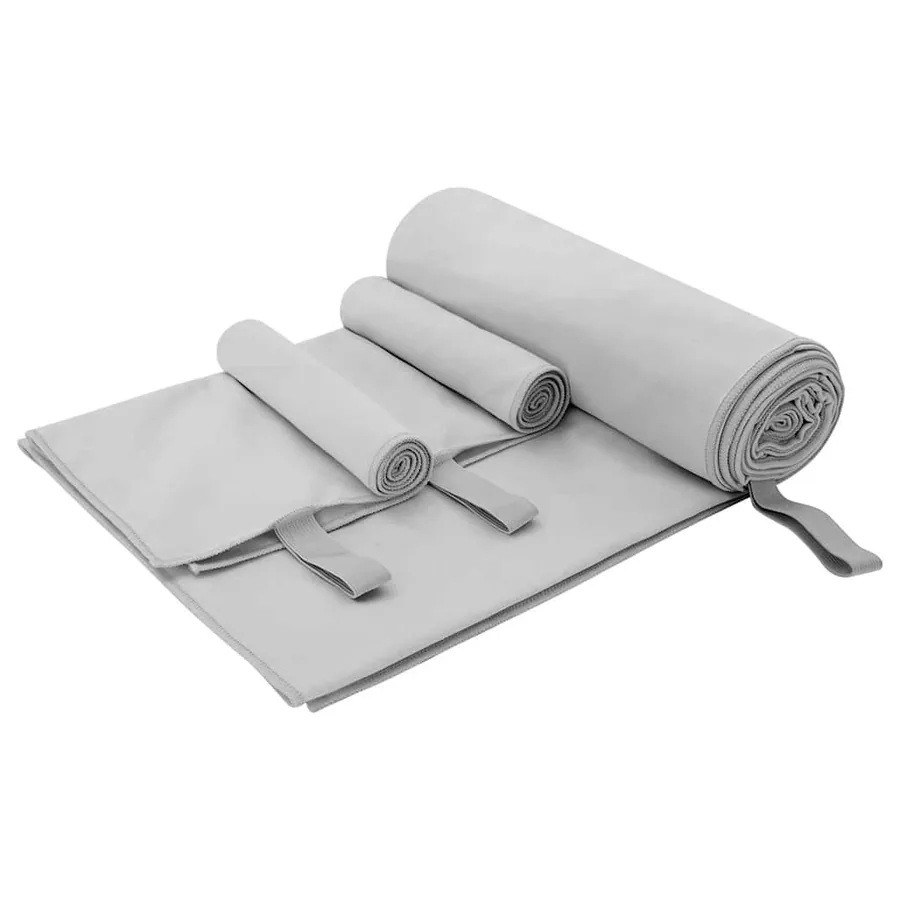 Set de serviettes de sport 3 pcs Gris Polyester et Polyamide