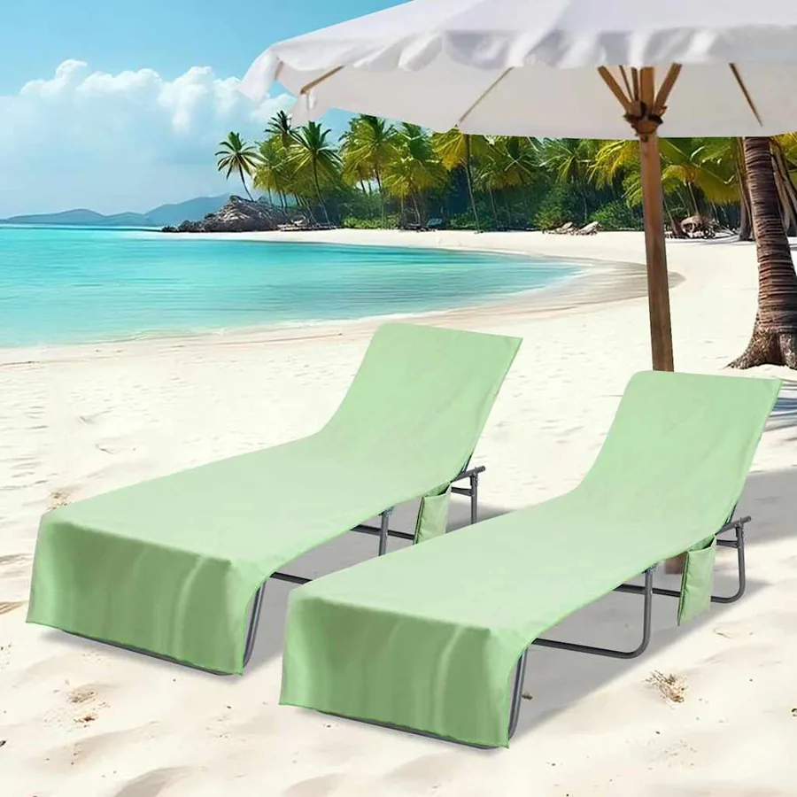 Serviettes de Transat 2 pcs Vert 210 x 75 cm