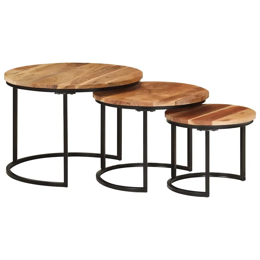 Tables gigognes 3 pcs bois massif d'acacia - 10