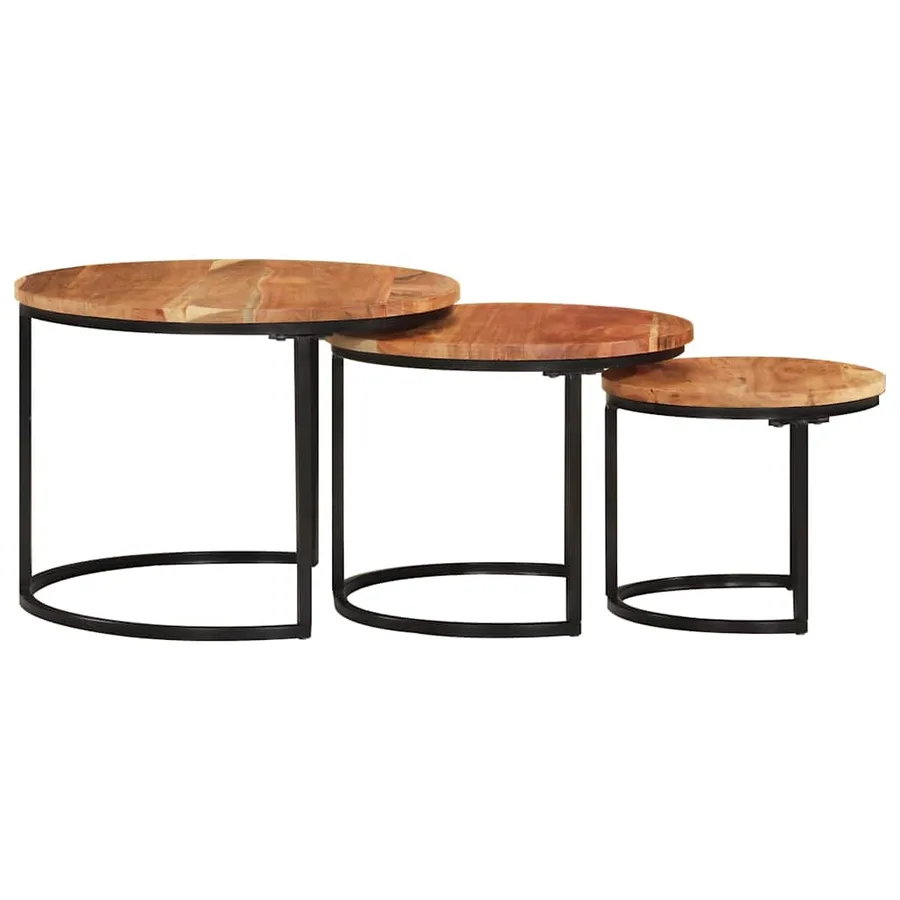 Tables gigognes 3 pcs bois massif d'acacia - 3