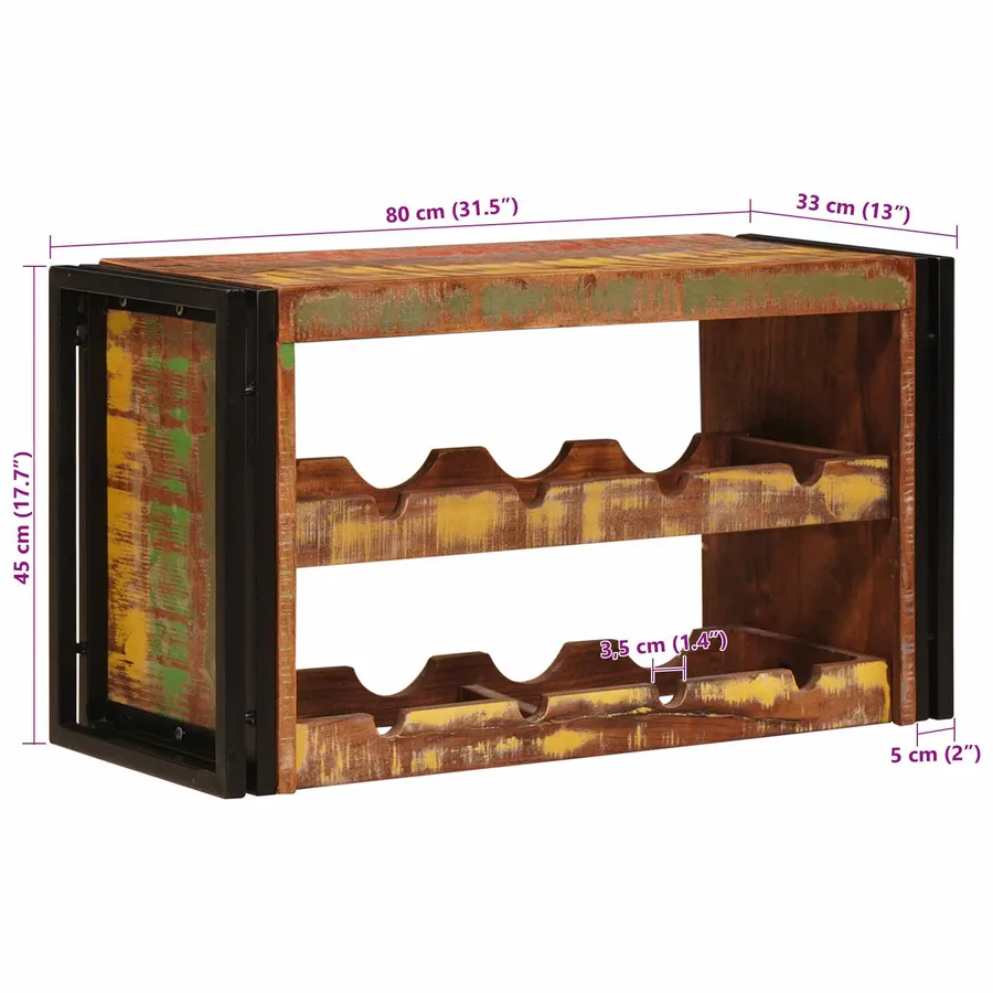 Étagère à vin Marron 80 x 45 x 33 cm Bois récupéré massif - 11