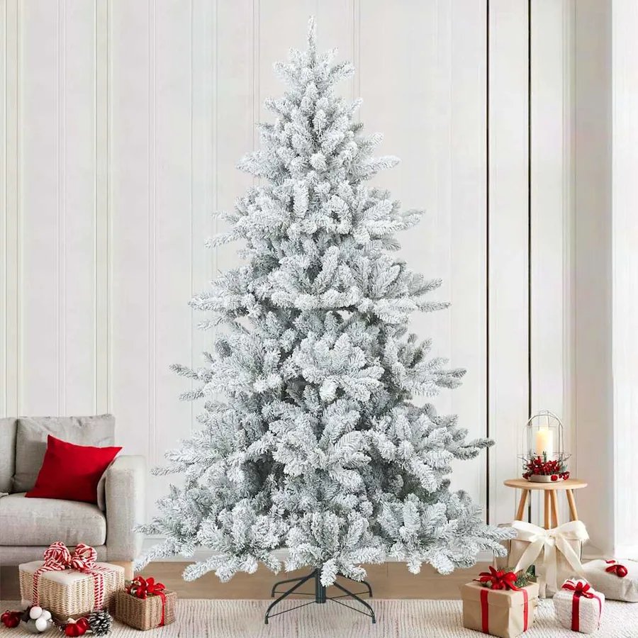 Sapin de Noël artificiel à branches pliantes, duveteux de neige
