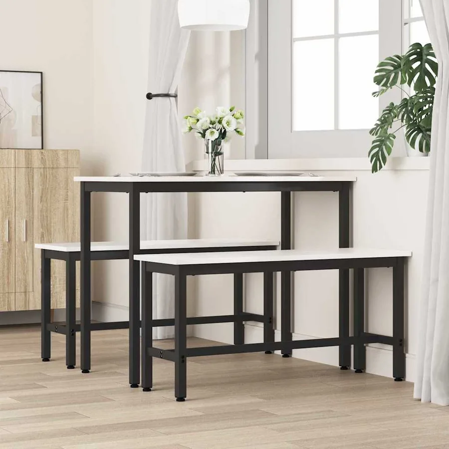 Banc de salle à manger 2 pcs Blanc 100 x 32,5 x 49 cm - 3