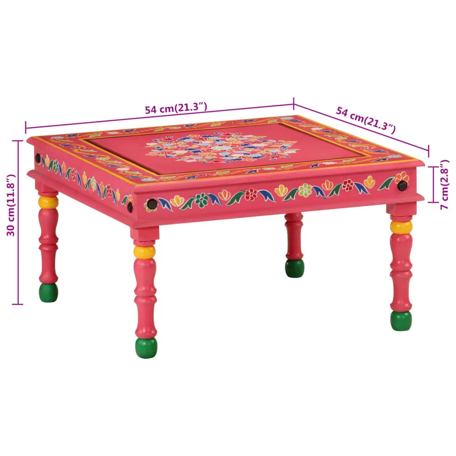 Table basse rose bois de manguier massif peint à la main - 7