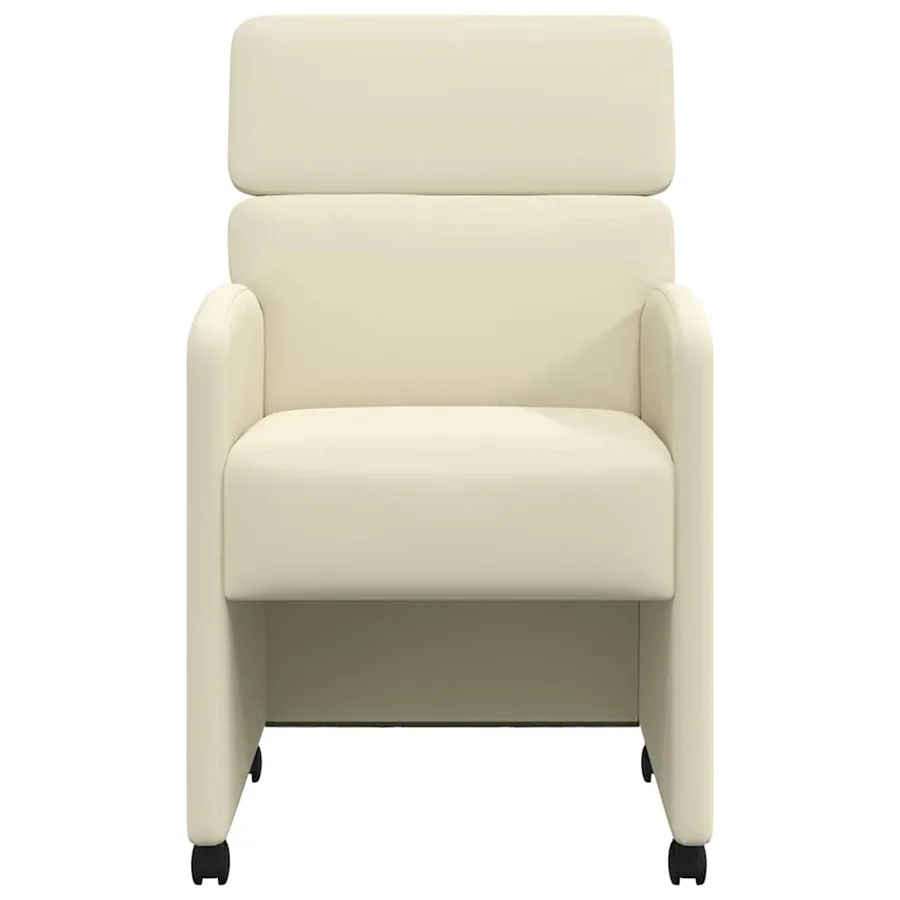 Chaises de Salle à Manger avec Roues 2 pcs Crème Simili cuir - 4
