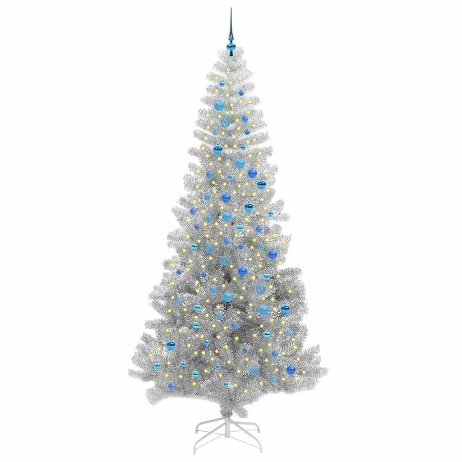 Sapin de Noël avec 300 LED avec support Argent 240 cm PET - 3