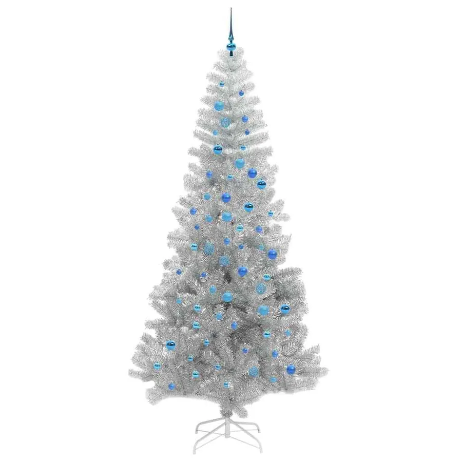 Sapin de Noël avec 300 LED avec support Argent 240 cm PET - 4