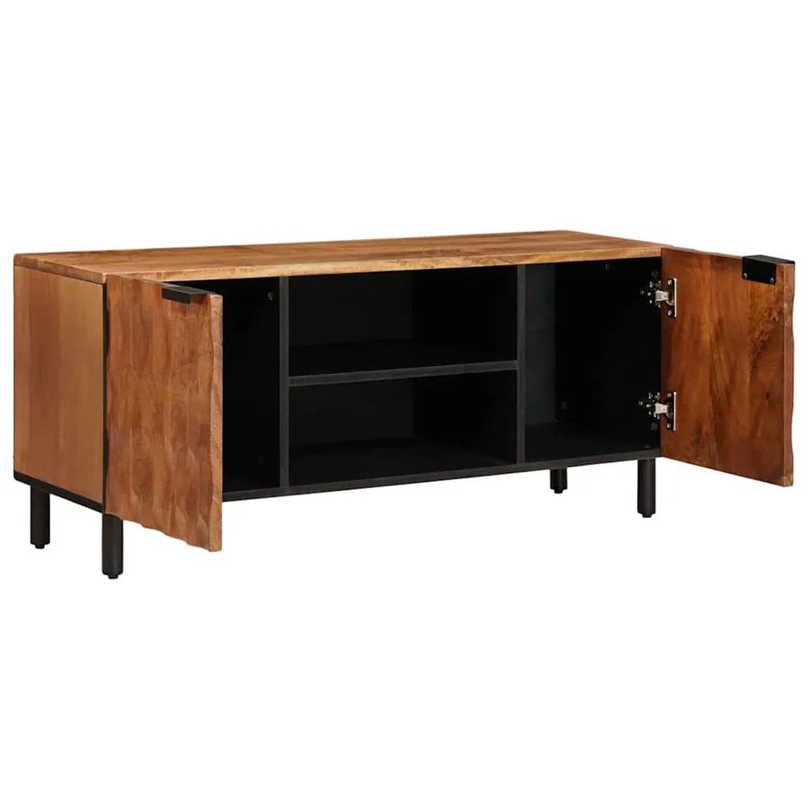 Meuble TV avec étagère Finition Acacia Brun 105 x 33 x 46 cm - 2