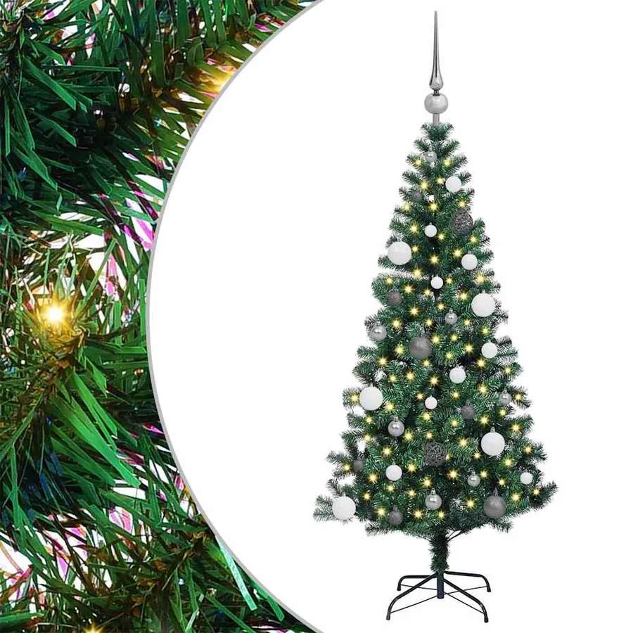 Sapin de Noël artificiel pré-éclairé Vert 150 cm PVC et métal - 2