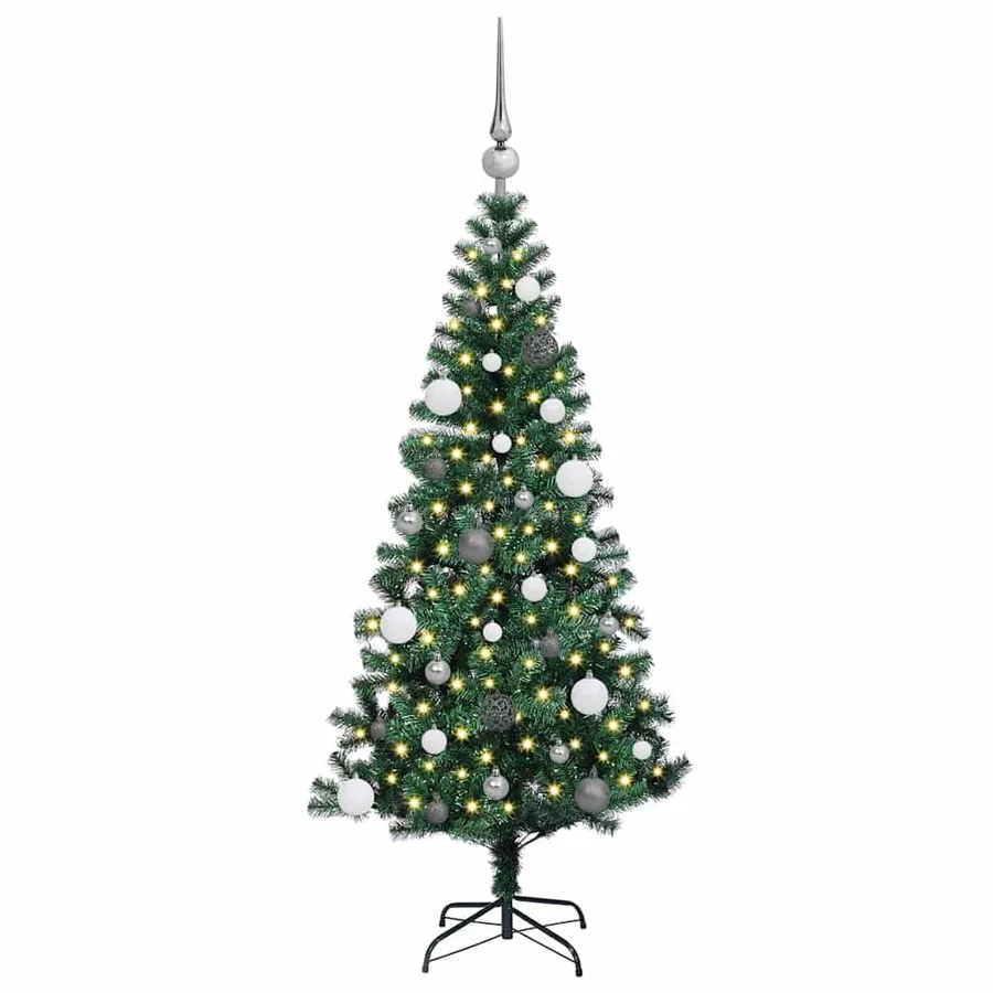 Sapin de Noël artificiel pré-éclairé Vert 150 cm PVC et métal - 3