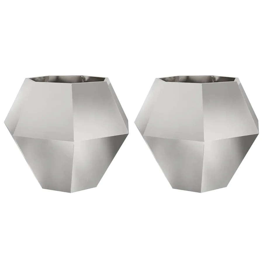 Jardinière 2 pc Argent 100 x 100 x 80 cm Acier inoxydable - 2