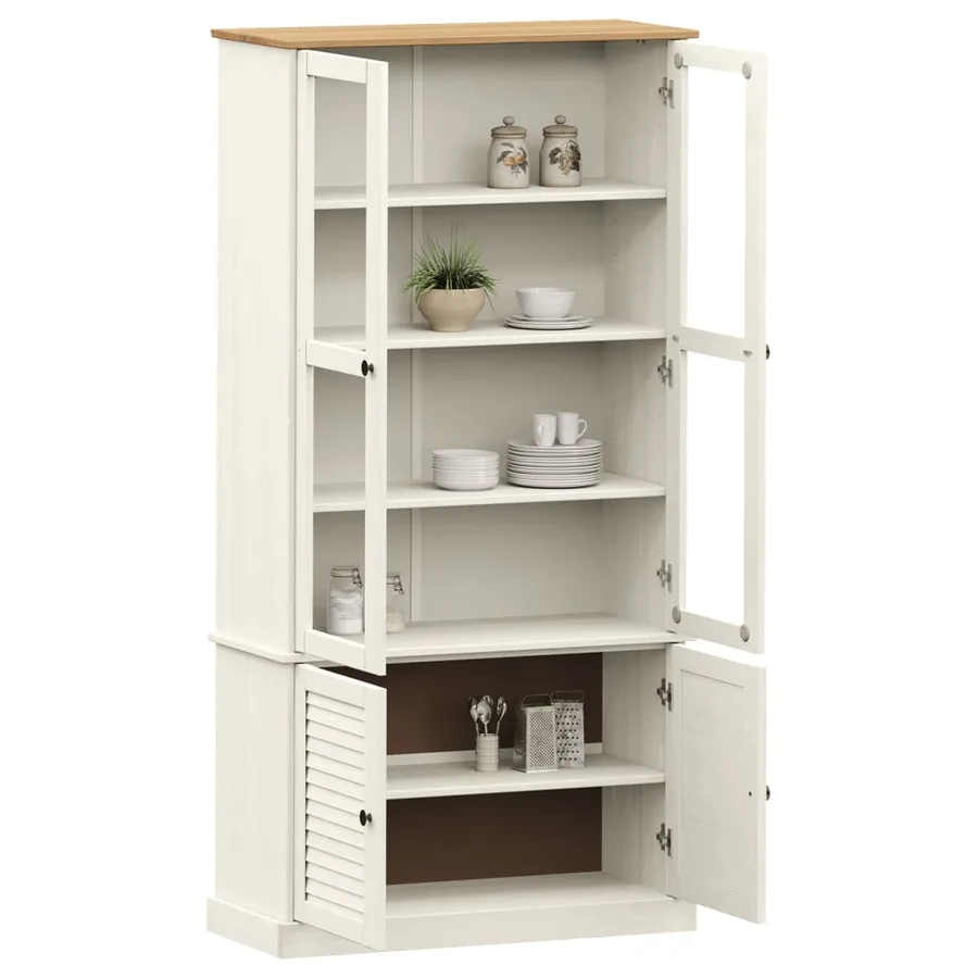 Vitrine en verre VIGO blanc 85x35x170 cm bois massif de pin - 3