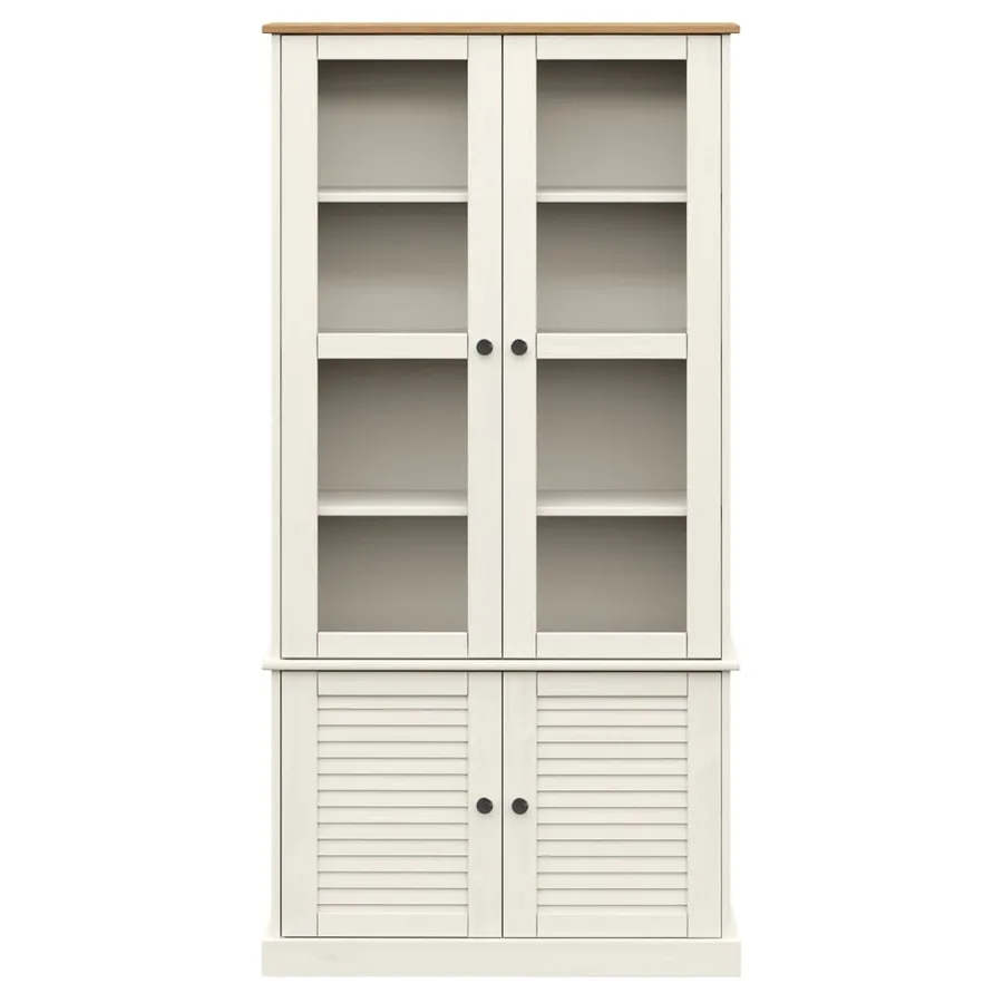 Vitrine en verre VIGO blanc 85x35x170 cm bois massif de pin - 4