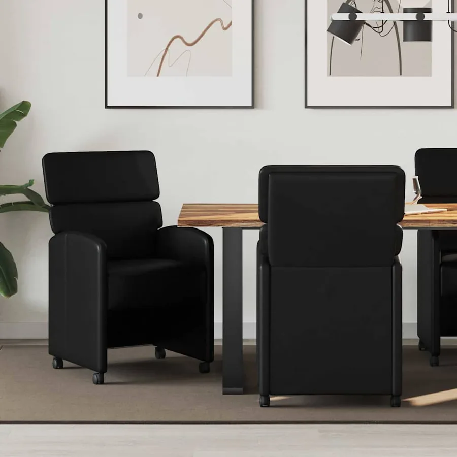 Chaises de Salle à Manger avec Roues 2 pcs Noir 58 x 65 x 98 cm