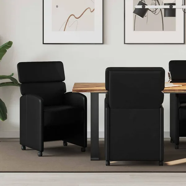 Chaises de Salle à Manger avec Roues 2 pcs Noir 58 x 65 x 98 cm