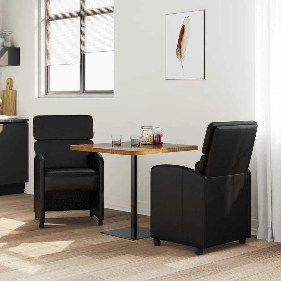 Chaises de Salle à Manger avec Roues 2 pcs Noir 58 x 65 x 98 cm - 3