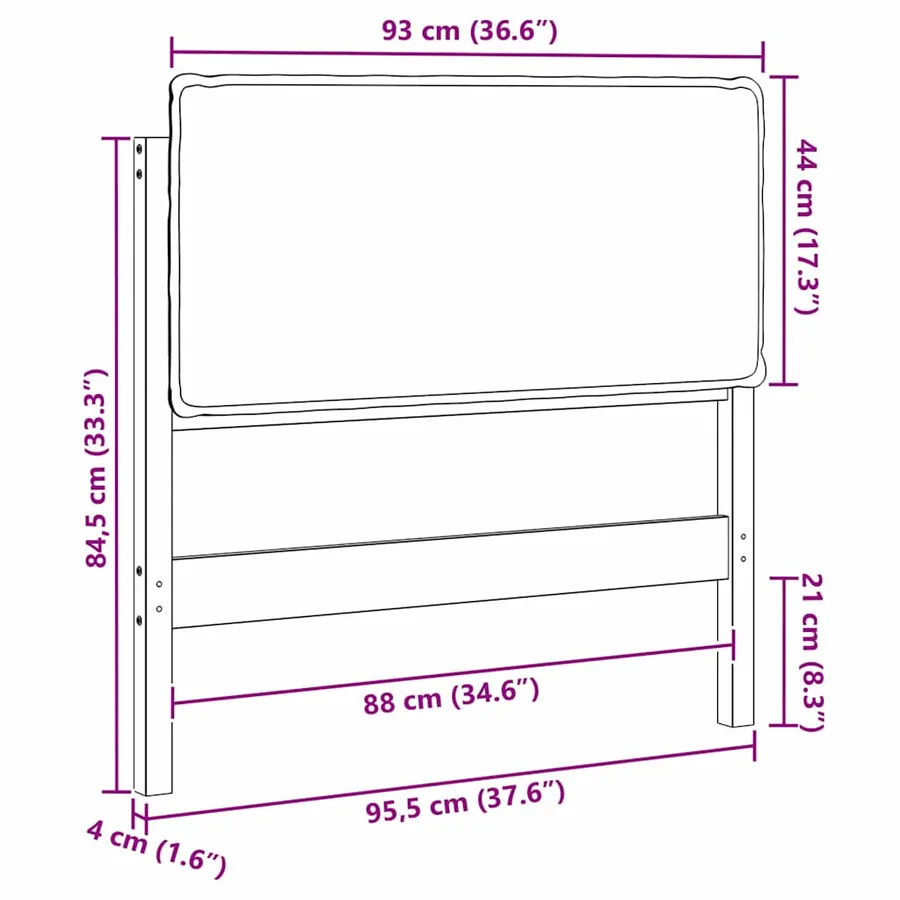 Tête de lit capitonnée Gris Naturel et Clair 90 cm Pin massif - 13