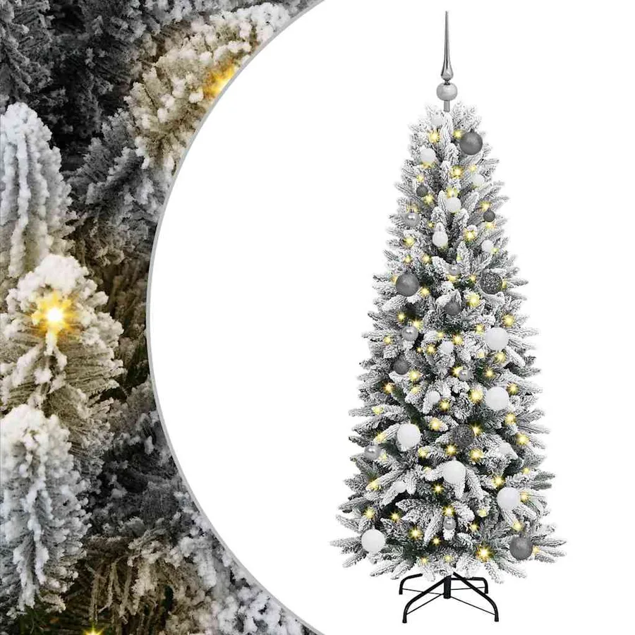 Sapin de Noël artificiel avec 150 LED avec support Blanc 150 cm - 2