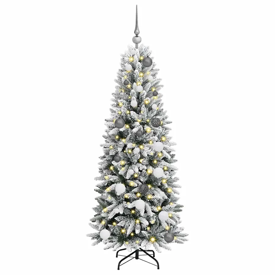 Sapin de Noël artificiel avec 150 LED avec support Blanc 150 cm - 3