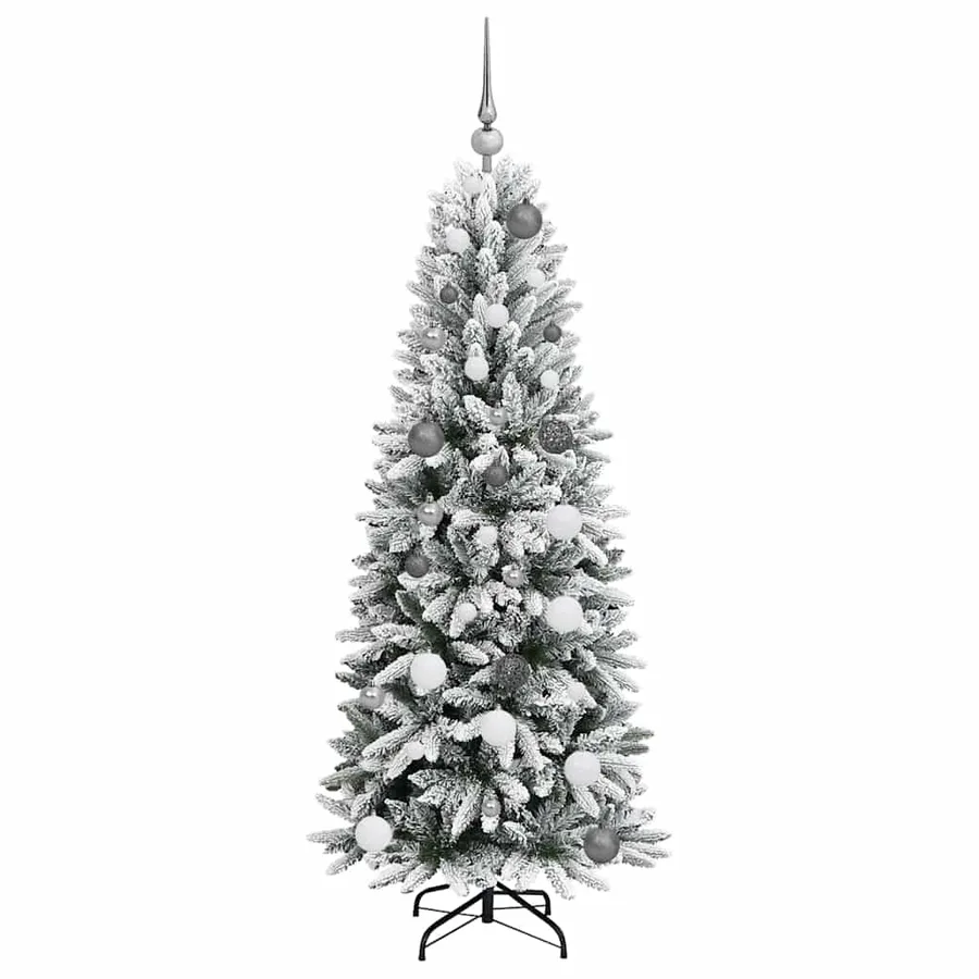 Sapin de Noël artificiel avec 150 LED avec support Blanc 150 cm - 4