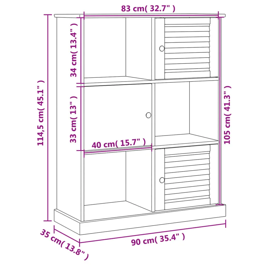 Bibliothèque VIGO blanc 90x35x114,5 cm bois massif de pin - 9