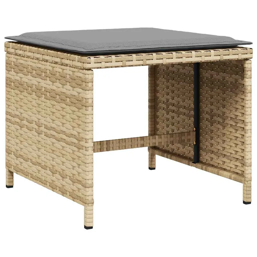 Ensemble à manger de jardin coussins 5 pcs mélange beige rotin - 12