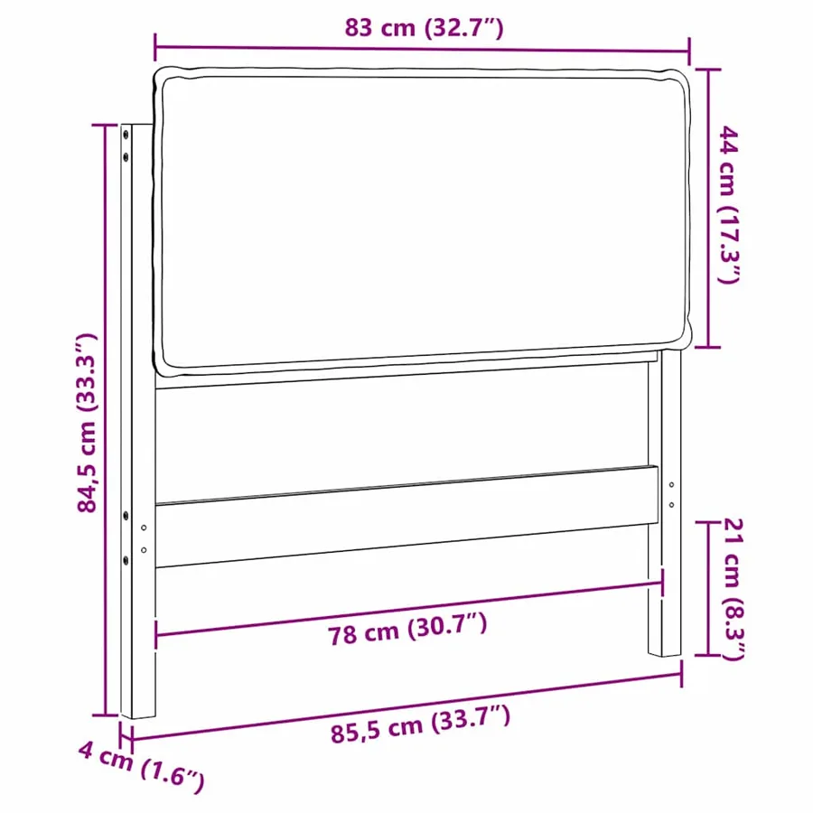 Tête de lit capitonnée Gris Naturel et Clair 80 cm Pin massif - 13