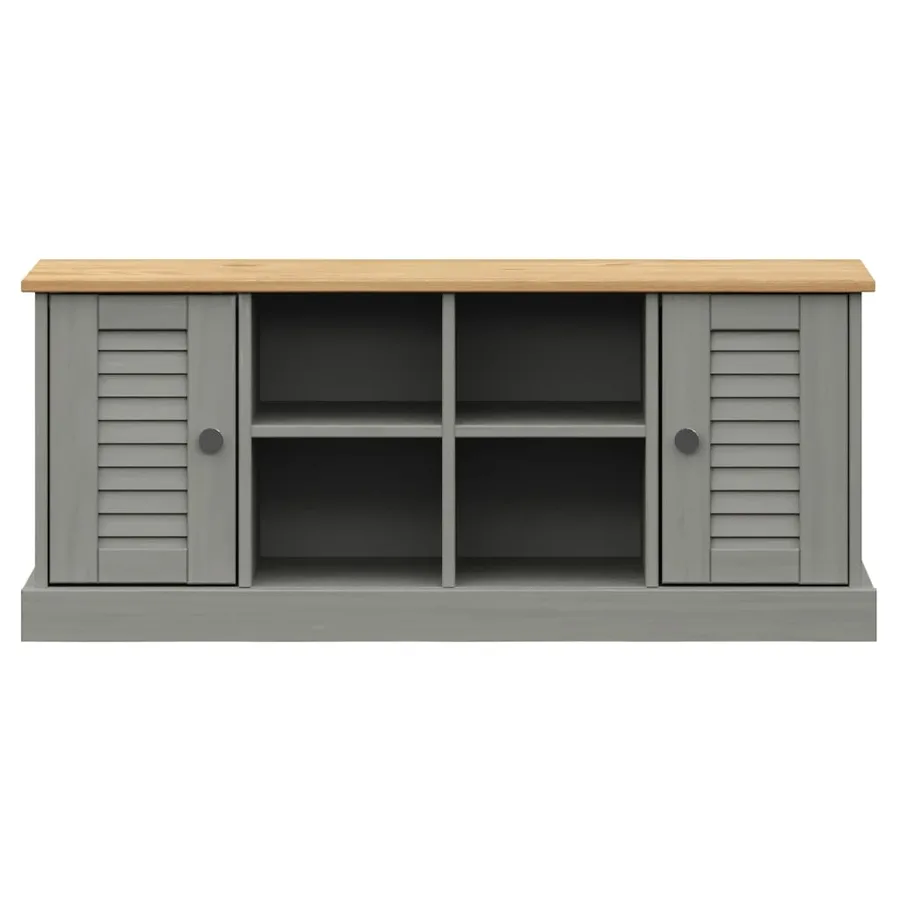 Banc à chaussures VIGO gris 106x35x45 cm bois massif de pin - 4