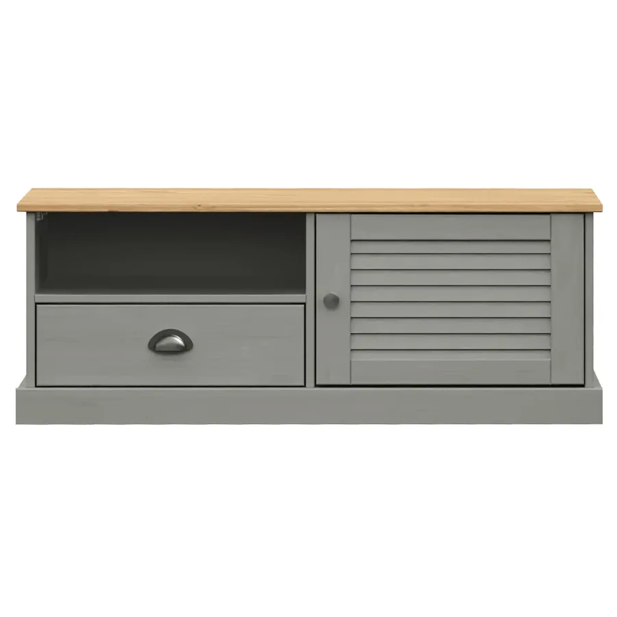 Meuble TV VIGO gris 106x40x40 cm bois massif de pin - 5