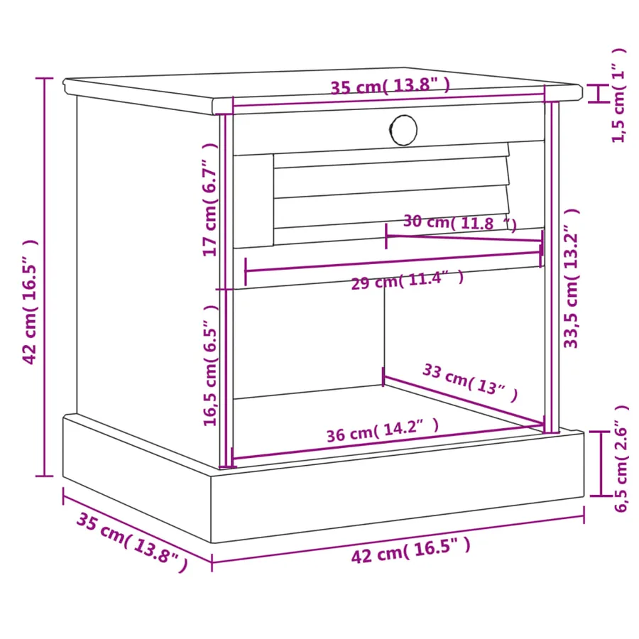 Table de chevet VIGO 42x35x42 cm bois de pin massif - 9