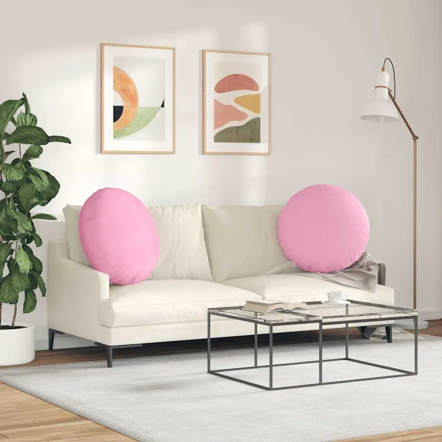 Coussins de siège 2 pcs Rose Ø80 x 29 cm tissu - 4