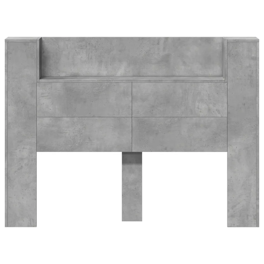Tête de lit de rangement avec LED Gris béton Bois d'ingénierie - 5