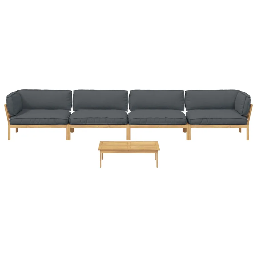Ensemble de Canapés Uni 5 pcs Anthracite Bois d'Acacia Massif - 8