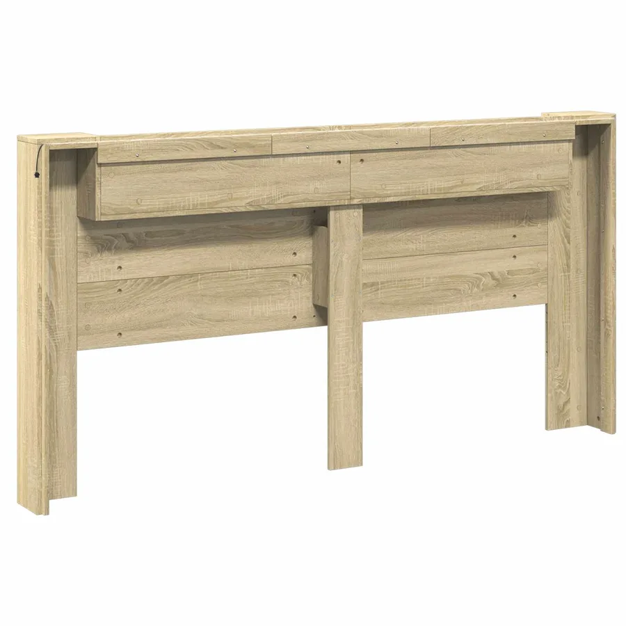 Tête de lit de rangement avec LED Chêne Sonoma - 7