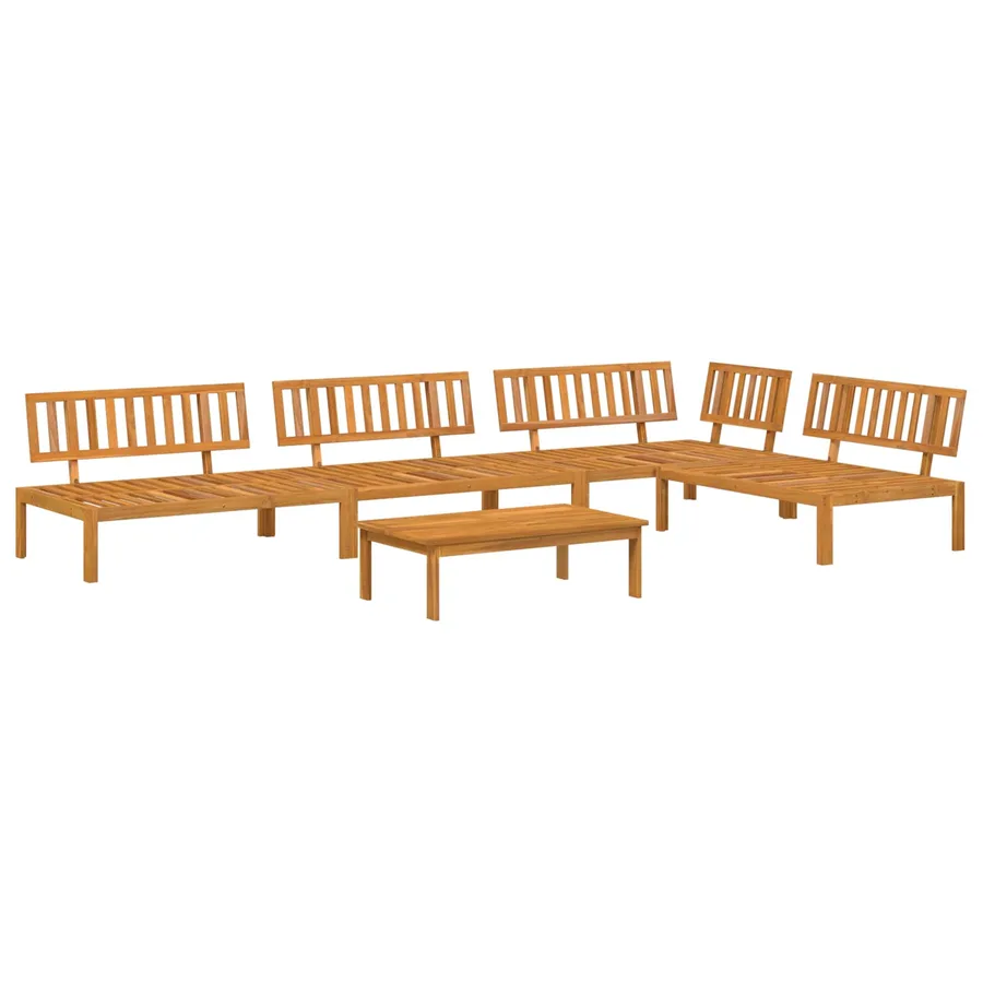 Ensemble de Canapés Uni 5 pcs Gris Bois d'Acacia Massif - 3