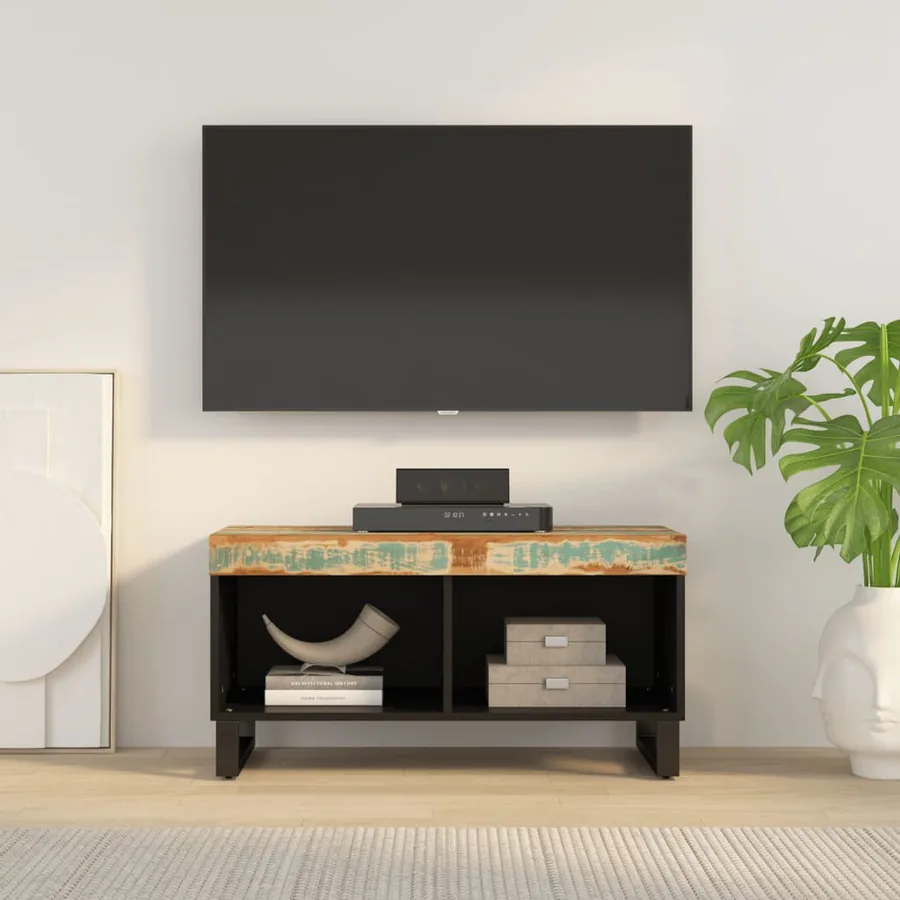Meuble TV 85x33x43,5 cm bois massif de récupération