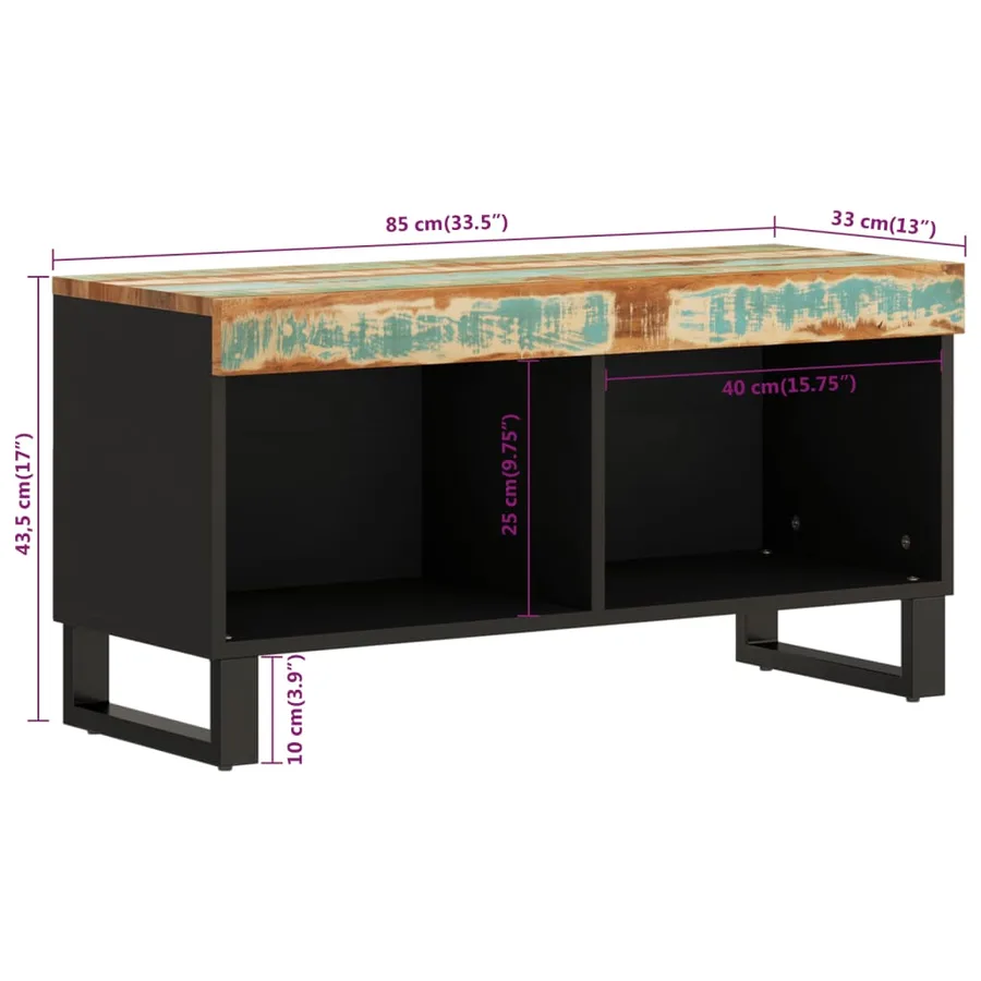 Meuble TV 85x33x43,5 cm bois massif de récupération - 8
