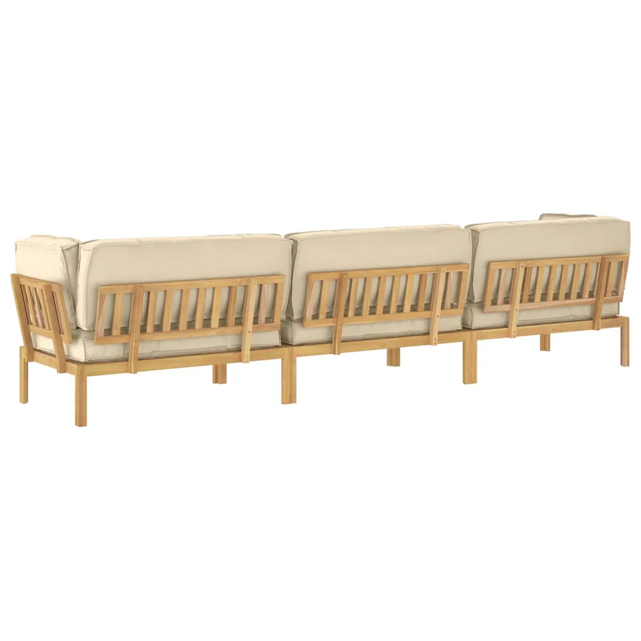 Ensemble de Canapés Uni 4 pcs Beige Bois d'Acacia Massif - 12