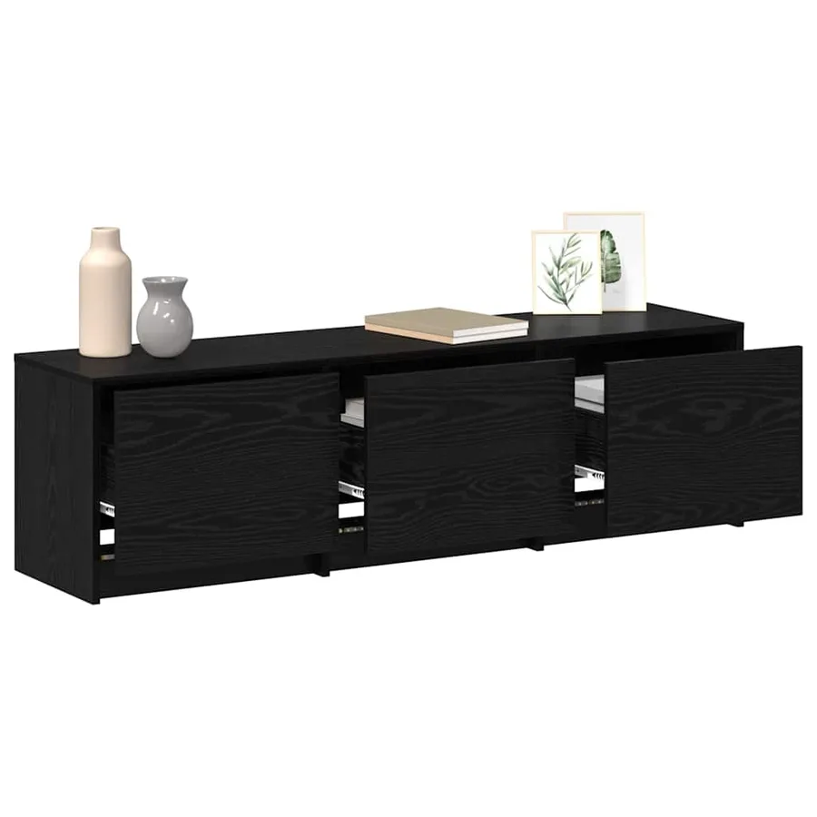 Meuble TV avec LED avec bandes LED Chêne Noir 140 x 34 x 40 cm - 3