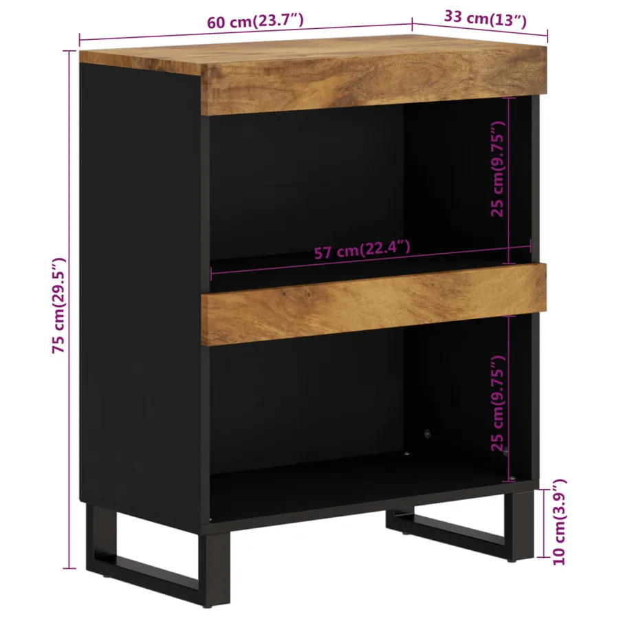Armoire latérale 60x33x75 cm bois massif de manguier - 8